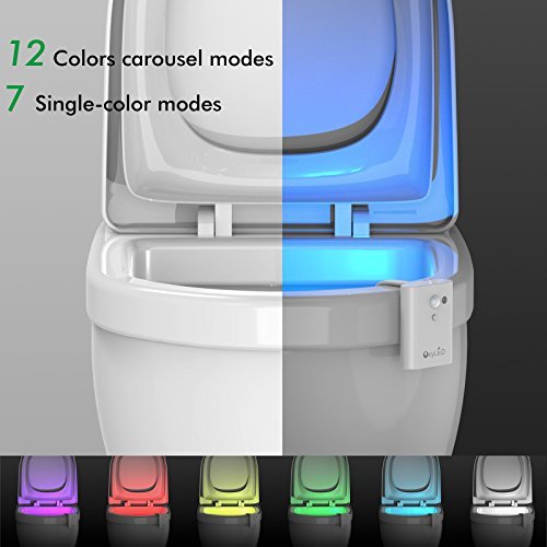 OxyLED OxySense TN01 Toilet Night Light, Light Sensitive & Motion-activated Toilet Light(Battery-Operated), 12 Color Changing & Single Color Fixed Adjustable Toilet Seat Light