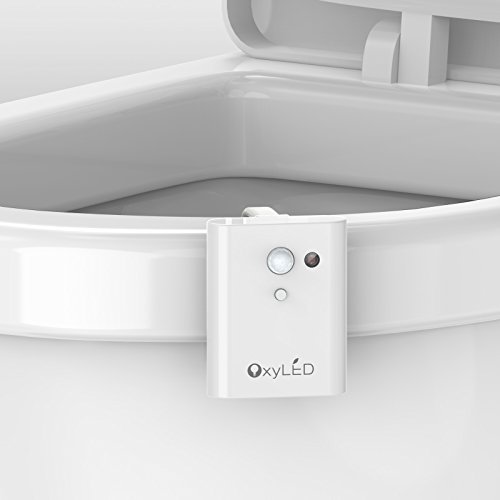 OxyLED OxySense TN01 Toilet Night Light, Light Sensitive & Motion-activated Toilet Light(Battery-Operated), 12 Color Changing & Single Color Fixed Adjustable Toilet Seat Light
