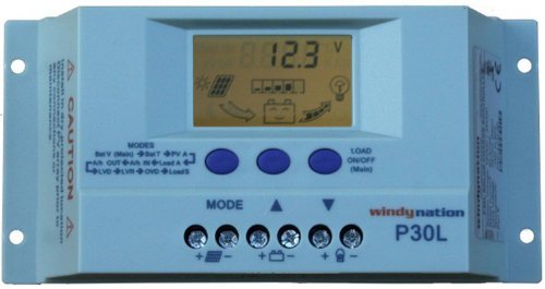 P30L LCD 30A PWM Solar Panel Regulator Charge Controller with Digital Display and User Adjustable Settings