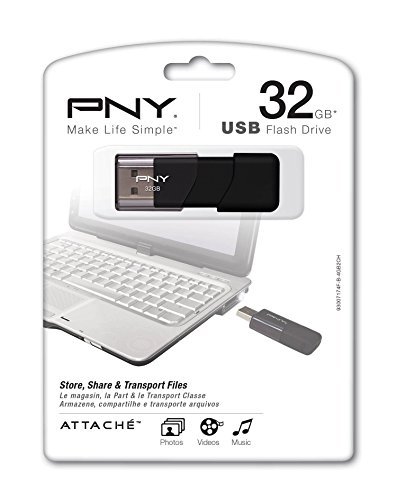 PNY Attache USB 2.0 Flash Drive, 32GB/ BLACK (P-FD32GATT03-GE)