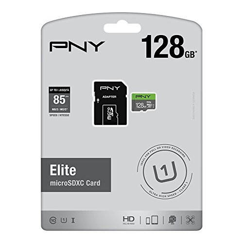 PNY Elite 128GB, up to 85MB/Sec, Microsdxc Card -UHS-I, U1 (P-SDU128U185EL-GE)