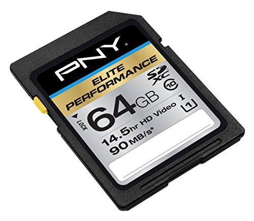 PNY Elite Performance 64GB High Speed SDXC Class 10 UHS-I, U1 Up to 90MB/sec Flash Card - P-SDX64U1H-GE