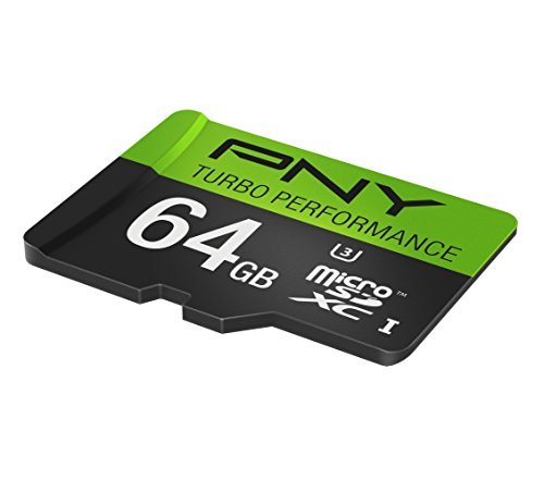 PNY U3 Turbo Performance 64GB High Speed MicroSDXC Class 10 UHS-I, up to 90MB/sec Flash Card (P-SDUX64U390G-GE)