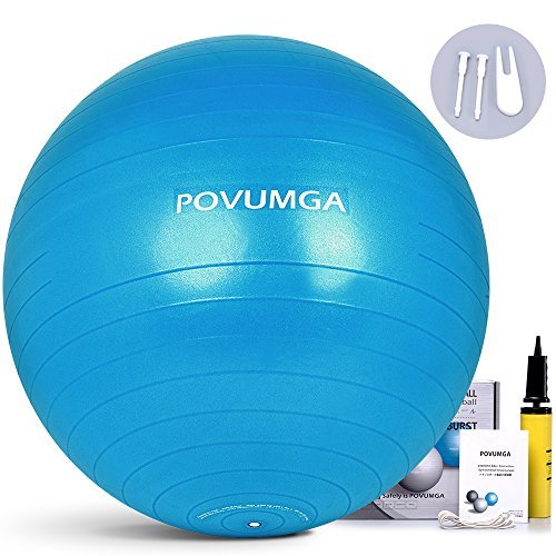 POVUMGA Exercise Ball 55/ 65 / 75cm Anti-Burst Heavy Duty Balance Ball for Fitness, Core Stability, Yoga, Abdominal, Pilates, Birthing & Pregnancy Use Hand Pump Included