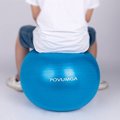 POVUMGA Exercise Ball 55/ 65 / 75cm Anti-Burst Heavy Duty Balance Ball for Fitness, Core Stability, Yoga, Abdominal, Pilates, Birthing & Pregnancy Use Hand Pump Included