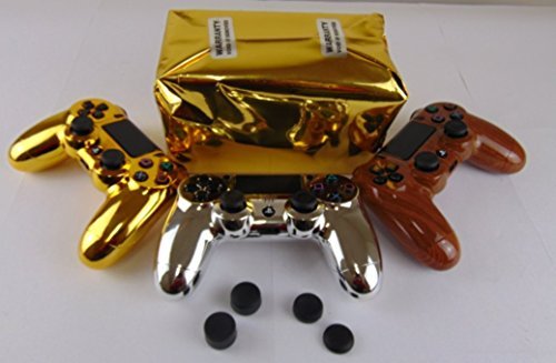 PS4 Dualshock 4 Full Controller with Custom CASH MONEY Print Shell, Bundled with 4 Custom Thumbstick Covers ( GOLD BAG )