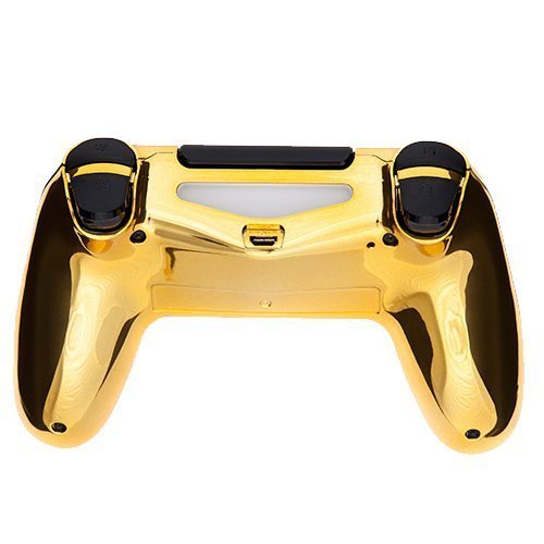 PS4 Dualshock 4 Full Controller with Custom Chrome Gold Shell, Bundled with 4 Custom Thumbstick Covers ( GOLD BAG )