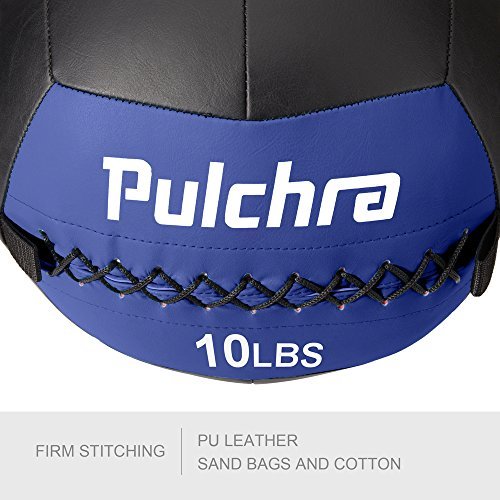 PULCHRA Soft Medicine Ball Leather Medical Slam Weight Wall Ball Fitness Training Workout Exercise for Better Power Balance Arm Leg Waist Muscles Build 2 4 6 8 10 12 14 16 18LB