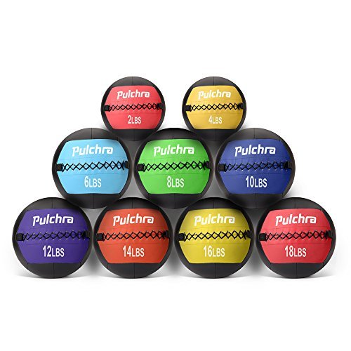 PULCHRA Soft Medicine Ball Leather Medical Slam Weight Wall Ball Fitness Training Workout Exercise for Better Power Balance Arm Leg Waist Muscles Build 2 4 6 8 10 12 14 16 18LB