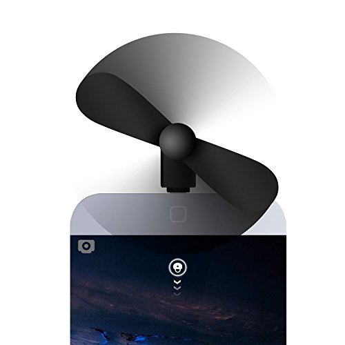 Pandawell OTG Micro USB Mobile Phone Fan Portable Dock Cool Cooler Rotating Fan for Samsung Galaxy S7, S7 Edge, LG G5 & Other Android Smart Phone (Black)