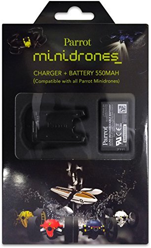 Parrot External Battery Charger with USB Cable and 550mAh Lithium Polymer Battery for Parrot MiniDrones Rolling Spider and Jumping Sumo