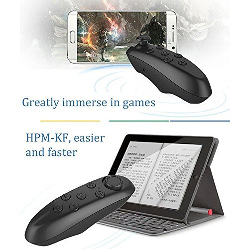 Pasonomi VR Controller, Wireless Bluetooth Gamepad Remote Controller for Virtual Reality Headset, IOS (Only compatible volume +,volume -,mute and back function) & Android Smartphones and Tablet, Black