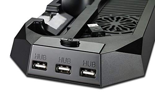 Pecham Vertical Stand for PS4 Slim / PS4 with Cooling Fan Dual Controller Charging Station 3 Extra USB Port - Black