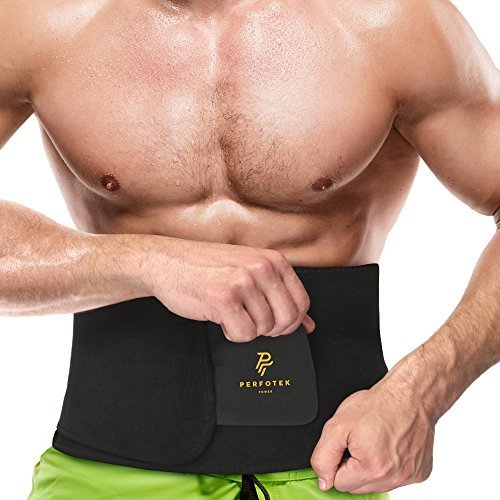 Perfotek Waist Trimmer Belt, Weight Loss Wrap, Stomach Fat Burner, Low Back and Lumbar Support with Sauna Suit Effect, Best Abdominal Trainer