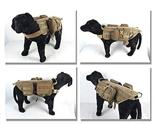 Pettom Tactical Dog Training Molle Vest Suits Harness with Detachable Pouches