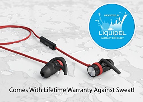 Phaiser BHS-730 Bluetooth Earbuds Runner Headset Sport Earphones with Mic and Lifetime Sweatproof Guarantee - Wireless Headphones for Running, Redheat