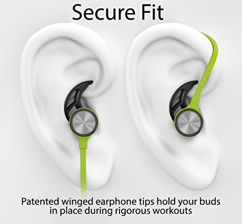 Phaiser BHS-730 Bluetooth Headphones Headset Sport Earphones with Mic and Lifetime Sweatproof Guarantee - Wireless Earbuds for Running, Limegreen