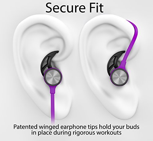 Phaiser BHS-730 Bluetooth Headphones Runner Headset Sport Earphones with Mic and Lifetime Sweatproof Guarantee - Wireless Earbuds for Running, Heliotrope