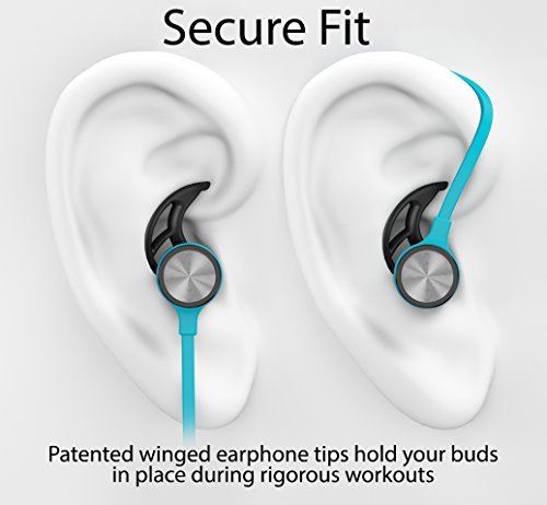 Phaiser BHS-730 Bluetooth Headphones, Wireless Earbuds Magnetic Stereo Earphones for Running with Mic and Lifetime Sweatproof Guarantee, Oceanblue