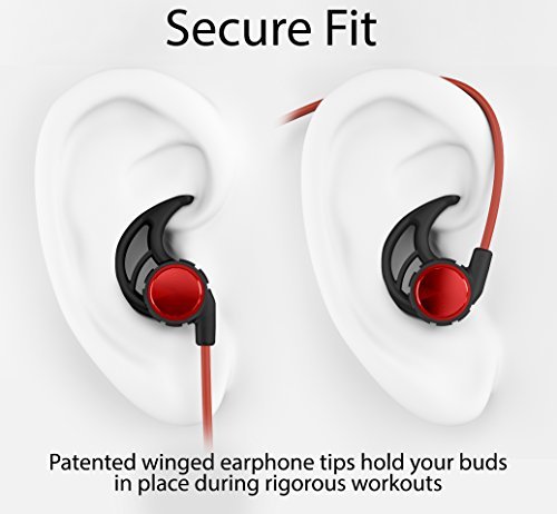 Phaiser BHS-750 Bluetooth Headphones Headset Sport Earphones with Mic and Lifetime Sweatproof Guarantee - Wireless Earbuds for Running, Redheat