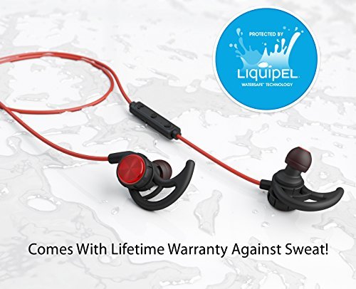 Phaiser BHS-750 Bluetooth Headphones Headset Sport Earphones with Mic and Lifetime Sweatproof Guarantee - Wireless Earbuds for Running, Redheat