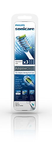 Philips Sonicare Adaptive Clean replacement toothbrush heads, HX9043/64, White 3-count 