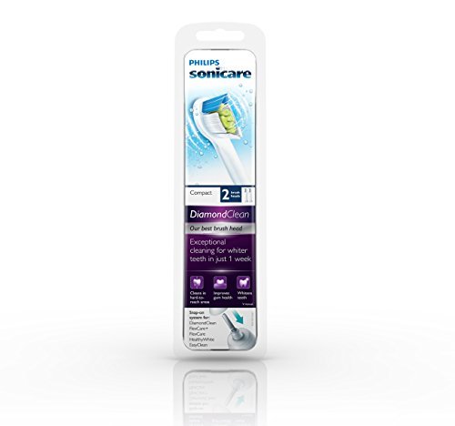 Philips Sonicare DiamondClean replacement toothbrush heads, HX6072/66, White 2-count Compact
