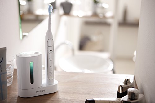 Philips Sonicare FlexCare Platinum rechargeable electric toothbrush with UV sanitizer, White Edition, HX9172 