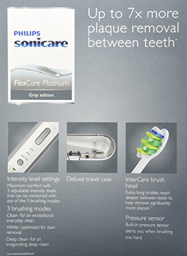 Philips Sonicare Flexcare Platinum Sonic Electric Electric Toothbrush, Grey, HX9112/16 