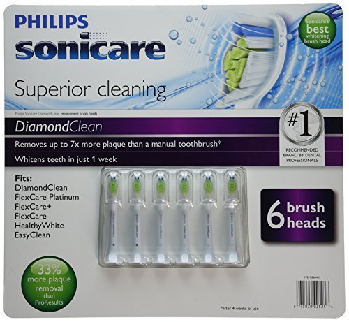 Philips Sonicare HX6066/70 DiamondClean Standard Brush Heads, 6-Pack 