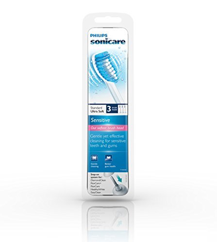 Philips Sonicare Sensitive replacement toothbrush heads for sensitive teeth, HX6053/64, 3-pk 