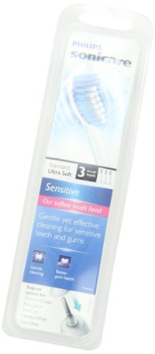 Philips Sonicare Sensitive replacement toothbrush heads for sensitive teeth, HX6053/64, 3-pk 