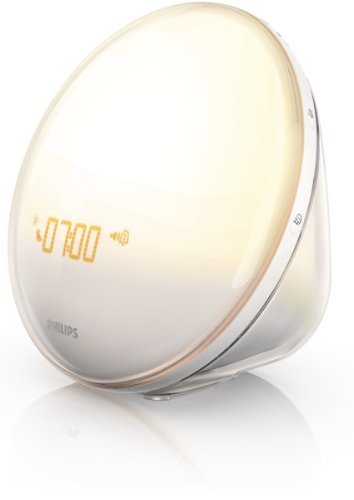 Philips Wake-Up Light with Colored Sunrise Simulation alarm clock & sunset fading night light, White HF3520 