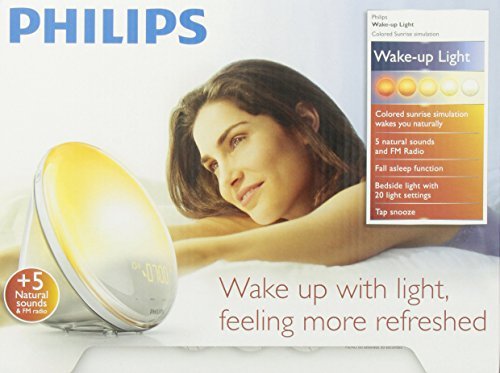 Philips Wake-Up Light with Colored Sunrise Simulation alarm clock & sunset fading night light, White HF3520 