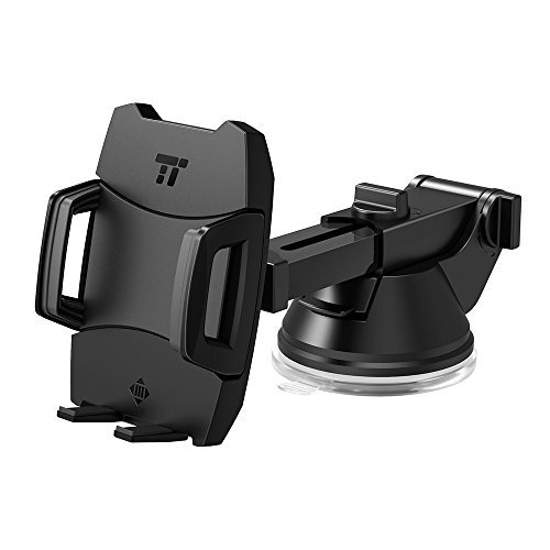 Phone Holder for Car, TaoTronics Car Phone Mount, Car Mount, Car Phone Holder with One-button Release (Flat Suction Cup, Improved Usability, for iPhone, Galaxy, Nexus, and Other Popular Smartphones)