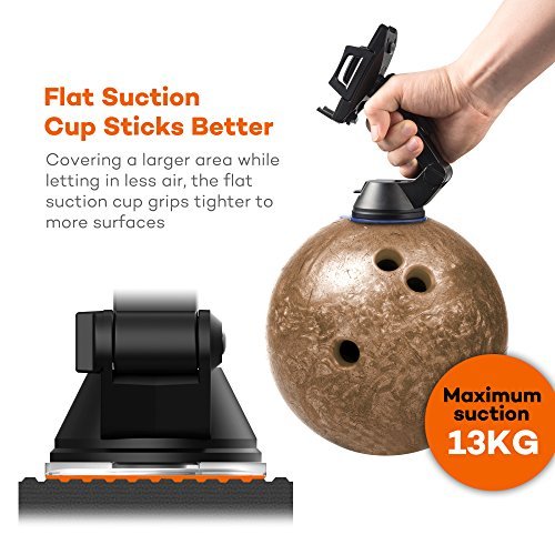 Phone Holder for Car, TaoTronics Car Phone Mount, Car Mount, Car Phone Holder with One-button Release (Flat Suction Cup, Improved Usability, for iPhone, Galaxy, Nexus, and Other Popular Smartphones)
