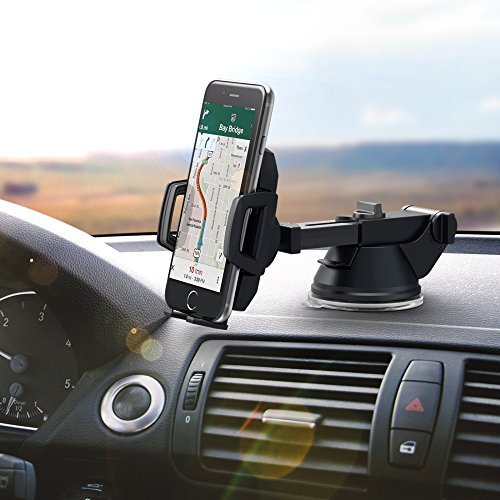 Phone Holder for Car, TaoTronics Car Phone Mount, Car Mount, Car Phone Holder with One-button Release (Flat Suction Cup, Improved Usability, for iPhone, Galaxy, Nexus, and Other Popular Smartphones)