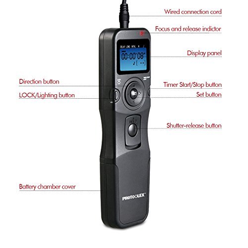 Photoolex T710C Digital Camera Remote Controller LCD Timer Shutter Release Remote Control for Canon 700D/T5i, 650D/T4i, 550D/T2i, 500D/T1i, 350D/XT, 400D/XTi, 1000D/XS, 450D/XSi, 60D, 100D etc