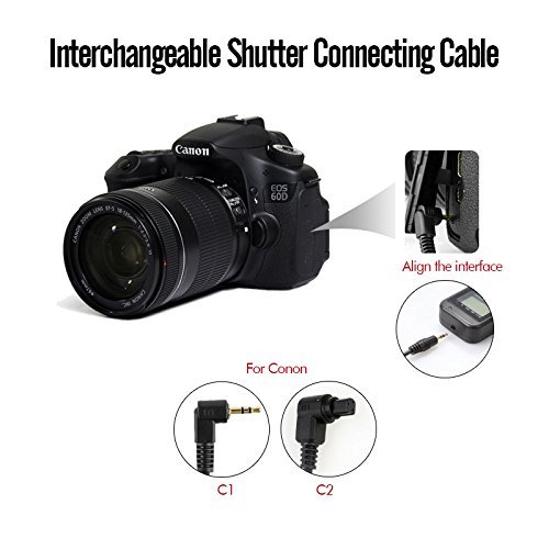 Photoolex T710C Digital Camera Remote Controller LCD Timer Shutter Release Remote Control for Canon 700D/T5i, 650D/T4i, 550D/T2i, 500D/T1i, 350D/XT, 400D/XTi, 1000D/XS, 450D/XSi, 60D, 100D etc