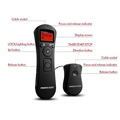 Photoolex T720C 2.4G Wireless Shutter Wireless Remote Control LCD Timer Remote Control Shutter Release for Canon EOS 1V/3/1D/1Ds/1DS Mark II/1Ds Mark III/1D Mark II/1Ds 10D/20D/30D/40D/50D/5D etc