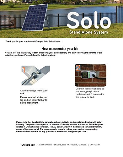 Plug-in Solar Power Kit- 250 Watt Solar Panel with Micro Grid Tie Inverter, Prewired and Configured, Do It Yourself (DIY) Solar; UL ;25-years Warranty ; 30% Federal Tax Credit