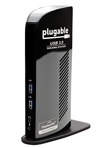 Plugable USB 3.0 Universal Laptop Docking Station for Windows (Dual Video HDMI & DVI / VGA, Gigabit Ethernet, Audio, 6 USB Ports)