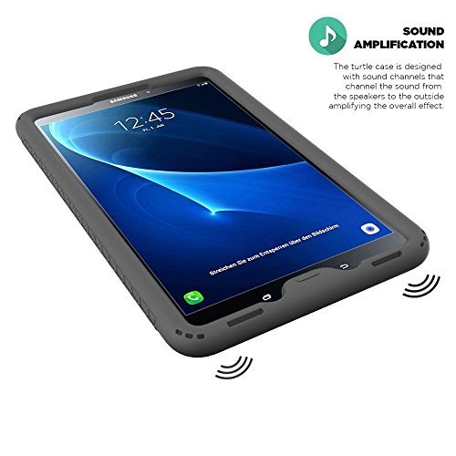 Poetic TurtleSkin Heavy Duty Protection Silicone Case with Sound-Amplification feature for Samsung Galaxy Tab A 10.1 (2016) – Black [NOT COMPATIBLE WITH THE SPEN MODEL]