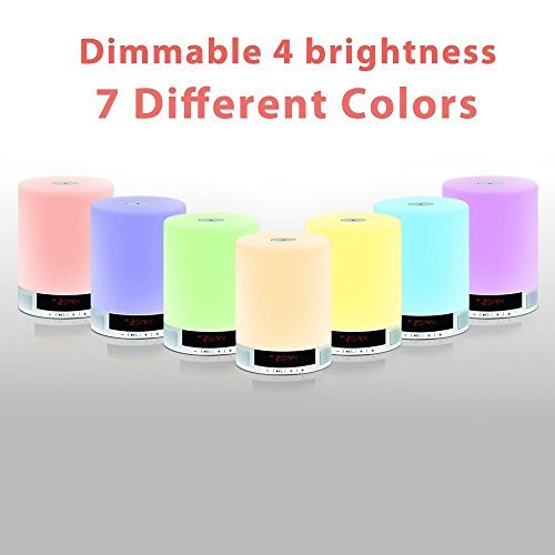 Portable Bluetooth Speaker LED Lamp，Fwheel 7 Different Colors Table Lamp, Alarm Clock, Hands-Free Speakerphone with Mic, Support TF Card for Smartphones and All Bluetooth Audio Devices