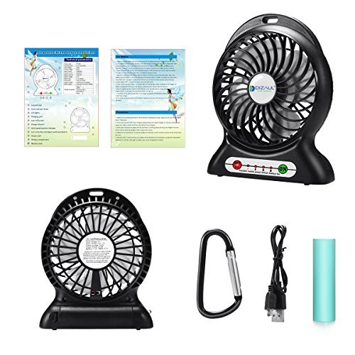 Portable Fan, Dizaul mini usb rechargeable fan with 2600mAh Power Bank and Flash light,for Traveling,Fishing,Camping,Hiking,Backpacking,BBQ,Baby Stroller,Picnic,Biking,Boating (Black)