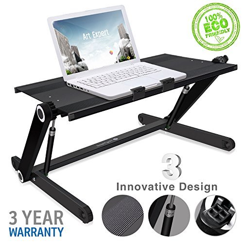 Portable Laptop desk Height Adjustable / Aluminum Stand Up Table Organizer Monitor Desk Sit Stand/ Ergonomic Lightweight Desktop Standing Computer Monitor-Workstation for Home &Office/ Easy Conversion