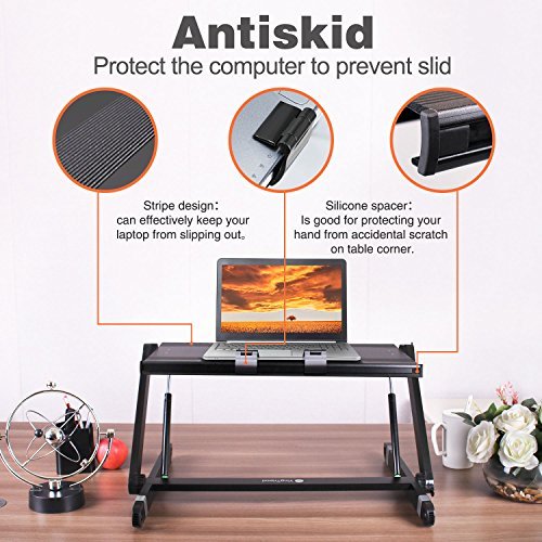 Portable Laptop desk Height Adjustable / Aluminum Stand Up Table Organizer Monitor Desk Sit Stand/ Ergonomic Lightweight Desktop Standing Computer Monitor-Workstation for Home &Office/ Easy Conversion