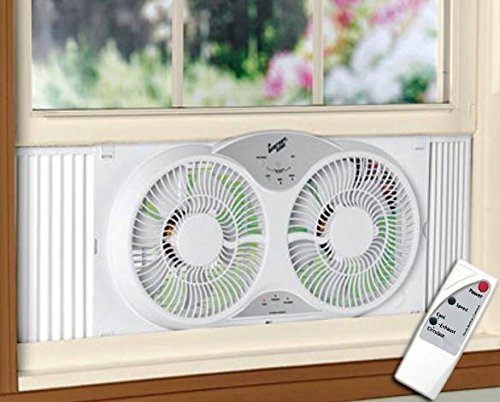 Portable Twin 9\" Reversible Window Fan with Remote Control