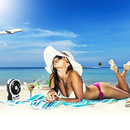 Portable USB Mini Fan, OXOQO Desk Desktop Table Electric Quiet Fan with LED Light, Built-in 2500mah Rechargeable Battery for Room Office Outdoor Travel Camping Car, Black