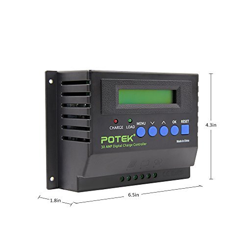 Potek 30A Charge Controller for Solar Panels with LCD display